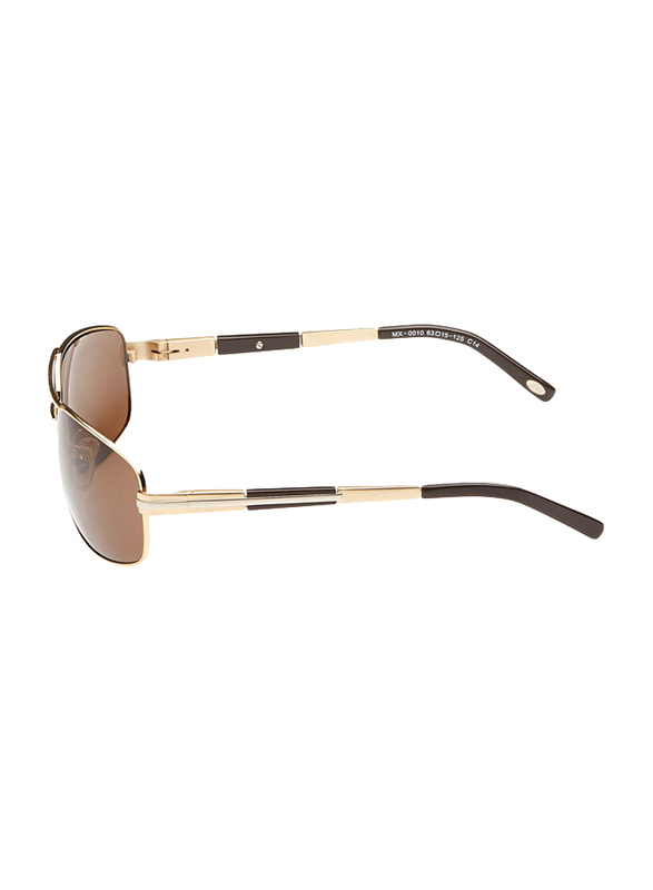 Maxima Polarized Full Rim Rectangular Sunglasses for Men, Brown Lens, MX0010-C14, 63/15/125