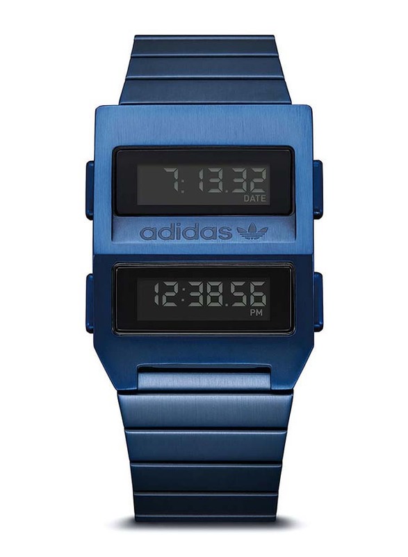 Adidas Digital Watch for Men with Stainless Steel Band, Water Resistant, Z20-605-00, Blue-Black