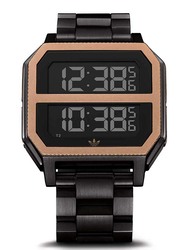 Adidas Archive MR2 Digital Watch for Men with Stainless Steel Band, Water Resistant, Z21-3077-00, Black-Rose Gold/Black