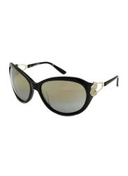 Gf Ferre Full Rim Oval Sunglasses for Women, Grey Lens, GF973-02, 62/17/120