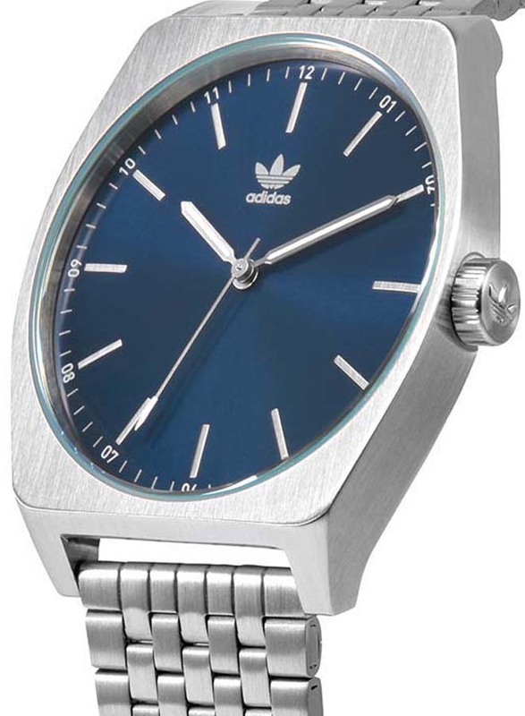 Adidas Process M1 Fashion Analog Unisex Watch with Stainless Steel Band, Water Resistant, Z02-2928-00, Silver-Blue
