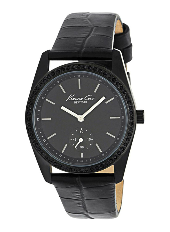 

Kenneth Cole Analog Watch for Women with Leather Band, Water Resistant, KC2603, Black