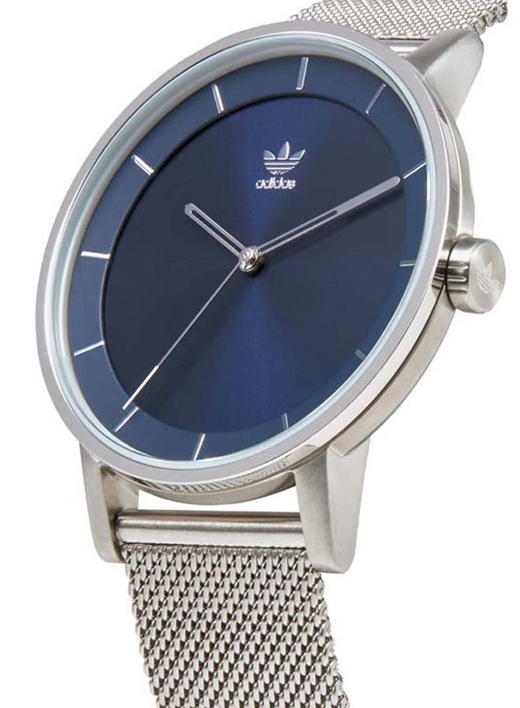 Adidas Analog Unisex Watch with Stainless Steel Band, Water Resistant, Z04-2928-00, Silver-Blue