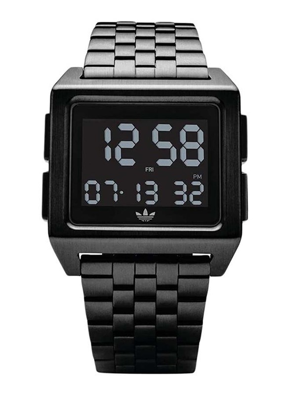 Adidas Archive M1 Digital Watch for Men with Stainless Steel Band, Water Resistant, Z01-001-00, Black