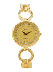 Mon Grandeur Analog Watch for Women with Metal Band, Water Resistant, HG3810LGP, Gold