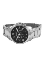 Fossil Grant Analog Watch for Men with Stainless Steel Band, Water Resistant and Chronograph, FS4736, Silver-Black