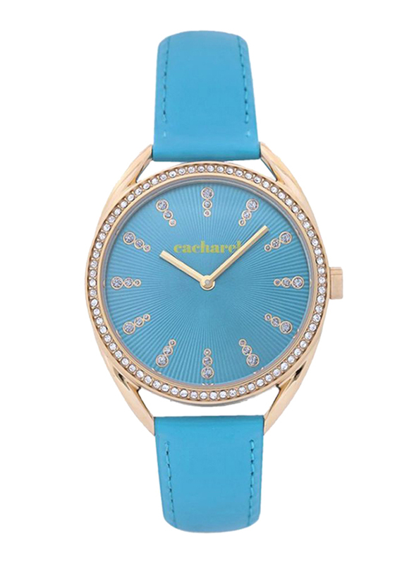 

Cacharel Analog Watch for Women with Leather Band, Water Resistant, CLD050S/1JJ, Blue