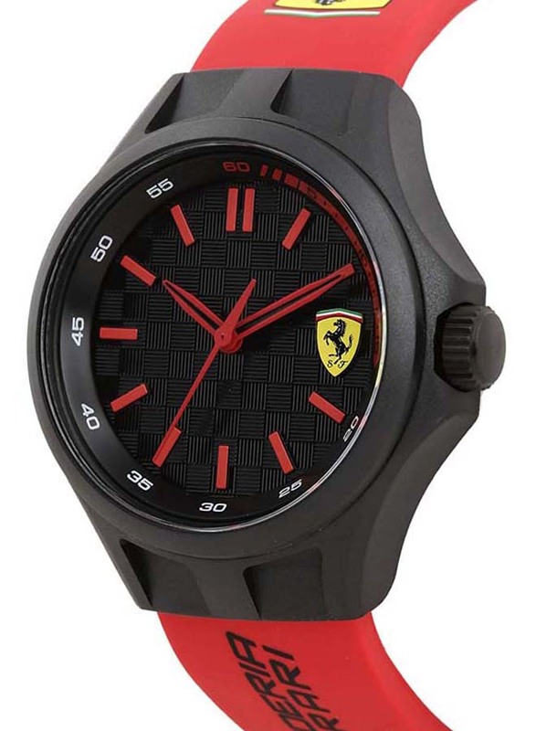 Scuderia Ferrari Analog Watch for Men with Rubber Band, Water Resistant, 840007, Red-Black