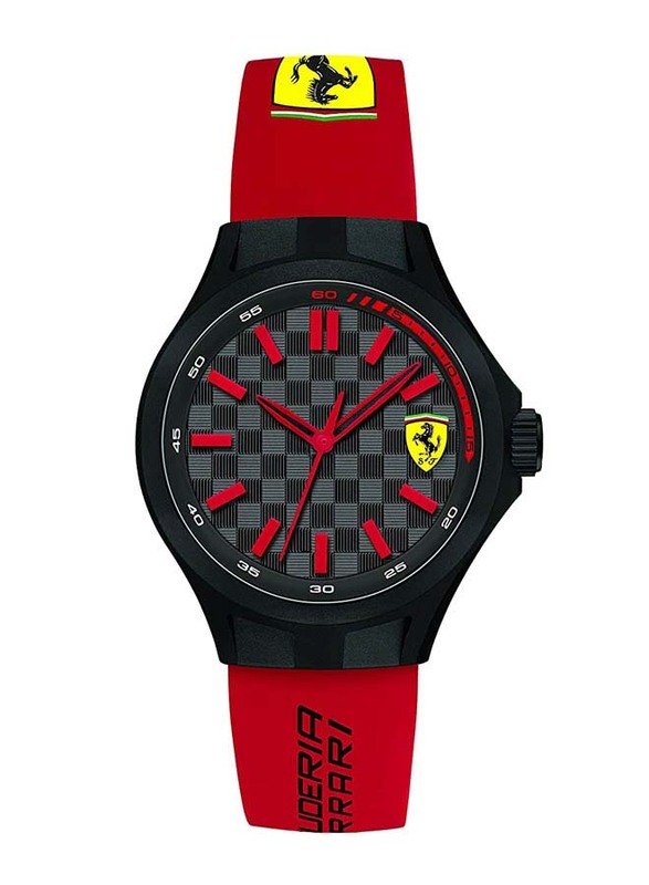 Scuderia Ferrari Analog Watch for Men with Rubber Band, Water Resistant, 840007, Red-Black
