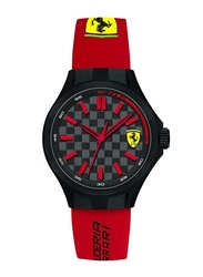 Scuderia Ferrari Analog Watch for Men with Rubber Band, Water Resistant, 840007, Red-Black