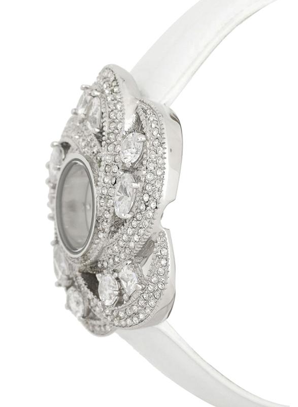 Mon Grandeur Analog Watch for Women with Leather Band, Water Resistant, Stone Studded, GR-IN82346, White