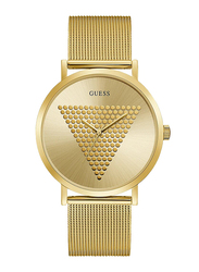 Guess Imprint Analog Quartz Watch for Men with Stainless Steel Band, Water Resistant, GW0049G1, Yellow Gold-Champagne