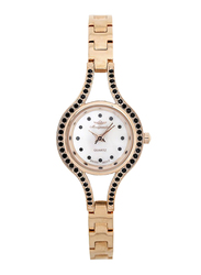 Mon Grandeur Analog Watch for Women with Metal Band, Water Resistant, Stone Studded, GR-IN71205, Rose Gold-Silver
