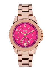 Storm Analog Watch for Women with Stainless Steel Band, Water Resistant and Chronograph, ST-47253/MG, Rose Gold-Magenta