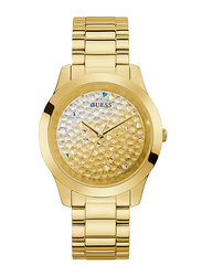Guess Crush Analog Quartz Watch for Women with Stainless Steel Band, Water Resistant with Swarovski Crystals Dial, GW0020L2, Champagne Gold-White/Yellow