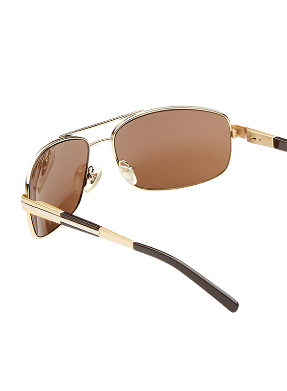 Maxima Polarized Full Rim Rectangular Sunglasses for Men, Brown Lens, MX0010-C14, 63/15/125