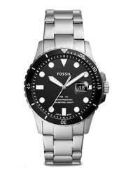 Fossil Analog Wrist Watch for Men with Stainless Steel Band, Water Resistant, FS5652, Silver-Black
