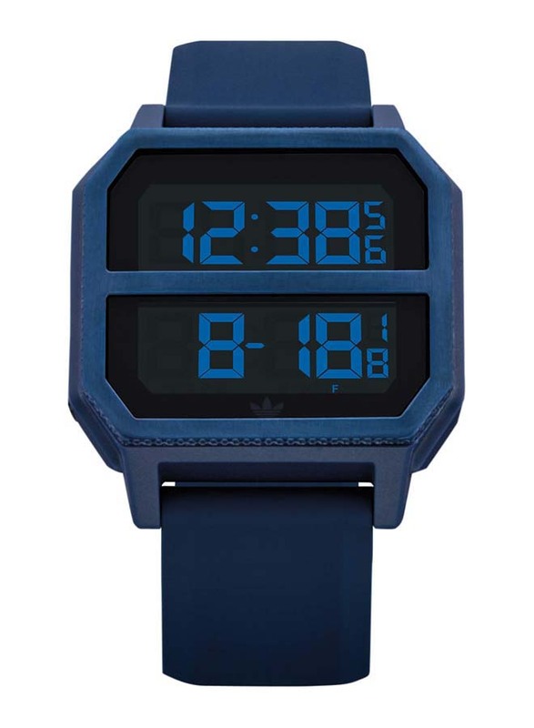 

Adidas Archive R2 Digital Watch for Men with Silicone Band, Water Resistant, Z16-605-00, Blue-Black