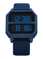 Adidas Archive R2 Digital Watch for Men with Silicone Band, Water Resistant, Z16-605-00, Blue-Black