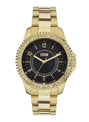 Storm Analog Watch for Women with Stainless Steel Band, Water Resistant, ST-47276/GD, Gold-Black