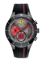 Scuderia Ferrari Red Rev Evo Analog Watch for Men with Silicone Band, Water Resistant and Chronograph, 830341, Black-Grey