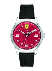 Scuderia Ferrari Pitlane Analog Watch for Men with Silicone Band, Water Resistant, 840021, Black-Red