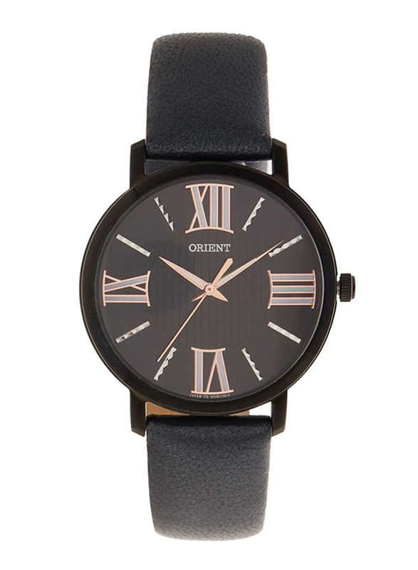 

Orient Analog Watch for Women with Leather Band, SQC0E001B0, Dark Grey-Black