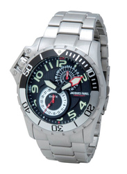 Jacques Farel Analog Watch for Men with Stainless Steel Band, Chronograph, AMC6565, Silver-Black