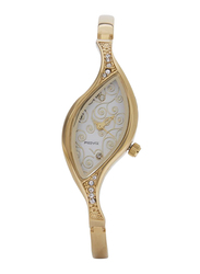 Previa Analog Watch for Women with Stainless Steel Band, Water Resistant, GF-09111LGD, Gold-White