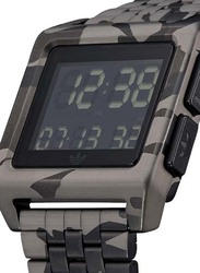Adidas Archive M1 Digital Watch for Men with Stainless Steel Band, Water Resistant, Z01-819-00, Grey-Black