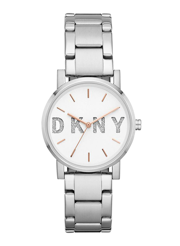 DKNY Soho Analog Watch for Women with Stainless Steel Band, NY2681, Silver-White