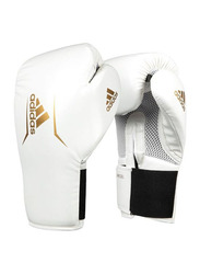 Adidas 8-oz Speed 75 Boxing Gloves, White/Gold