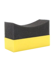 U-Shaped Tire Wax Polishing Compound Sponge, Yellow/Black