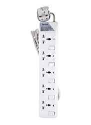 Tersen 5 Outlets Power Extension Cord Strips, 5 Meter Cable, White
