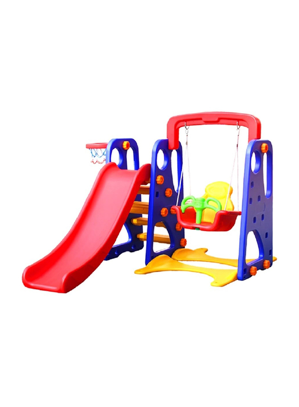 

Xiangyu Classic Blue 3 in 1 Swing and Slide Set with Basket Ball Hoop, Multicolour