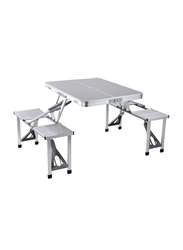 Aluminum Outdoor Portable Folding Table and Chair Set, Silver
