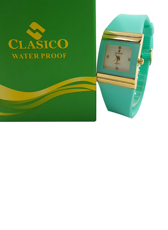 Clasico Analog Quartz Watch for Women, Waterproof, Sky Blue-White