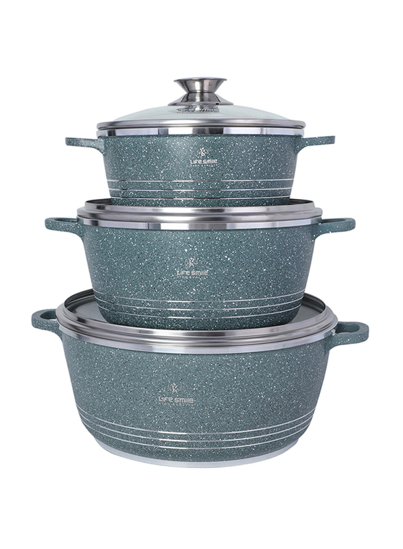 

Life Smile 6-Pieces Cookware Set, Blue/Green