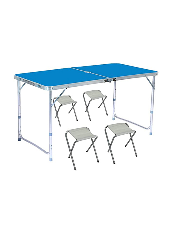 

Folding Table with 4 Chairs and 1 Picnic Mat, White/Blue