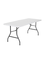 6-Feet Heavy Duty Folding Table with Convenient Carry Handle, White