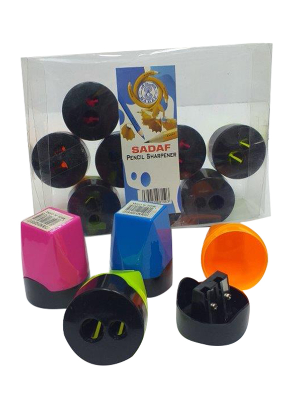

Sadaf 12-Piece PVC Box 2 Hole Pencil Sharpener Set, PD-104, Multicolour