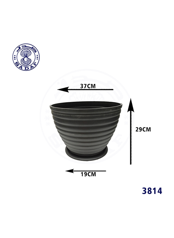 

Sadaf Plastic Planter Flower Pot with Tray, 29 x 37 x 37cm, Black