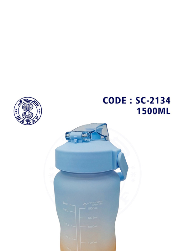 

Sadaf 1500ml Plastic Drinking Water Bottle, Blue/Orange