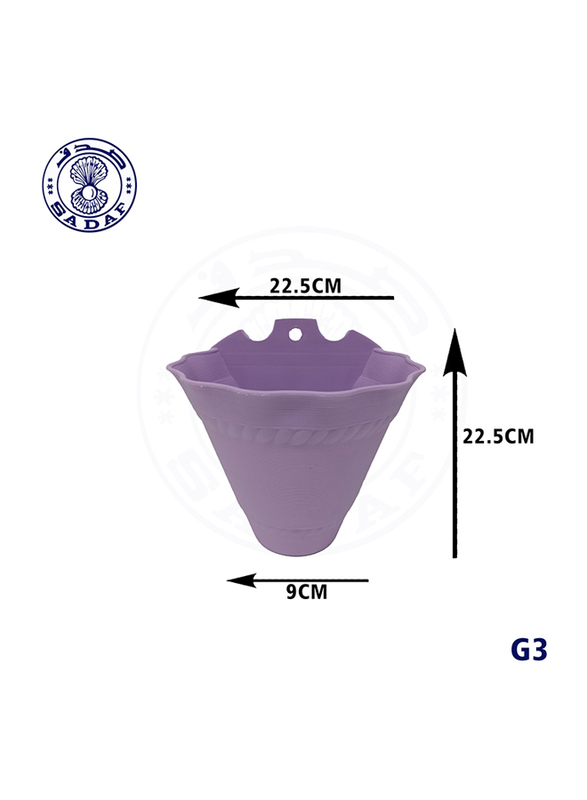 

Sadaf Plastic Hanging Planter Flower Pot with Hook & Chain, 22.5 x 22.5 x 9cm, Purple