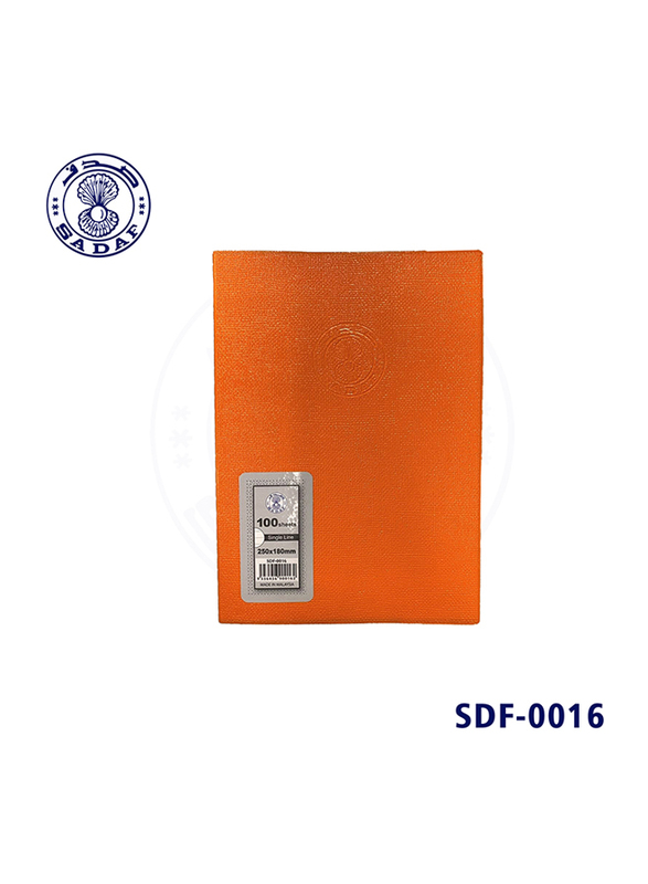 

Sadaf Single Line PVC Exercise Notebook, 25 x 18cm, 100 Sheets, A4 Size, Orange