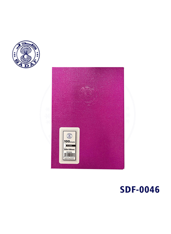 

Sadaf Four Lines PVC Exercise Notebook, 25 x 18cm, 100 Sheets, A4 Size, Dark Pink