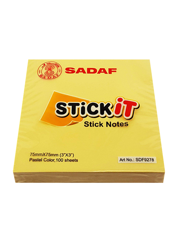 

Sadaf PD-85 StickIt Sticky Notes, 75 x 75mm, 100 Sheet, Pastel Yellow
