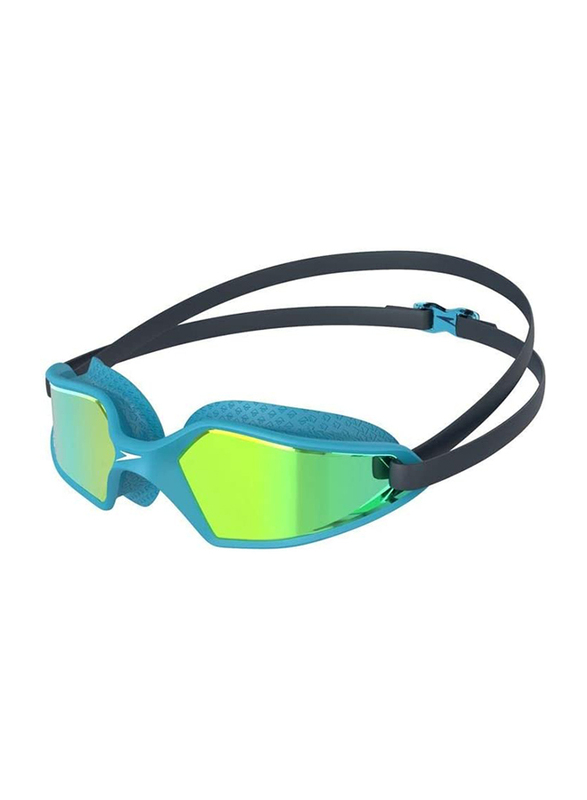 Speedo Hydropulse Mirror Junior Swimming Goggle, Navy/Blue Bay/Gold Yellow