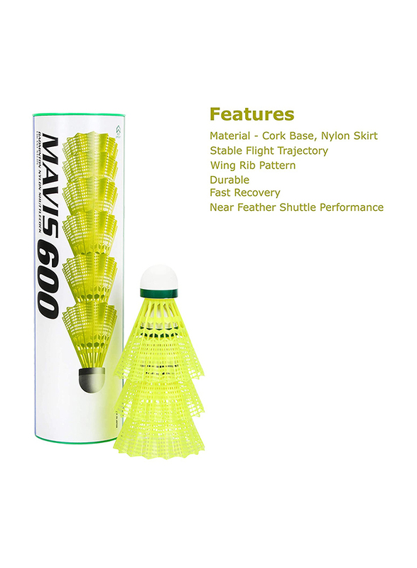 Yonex 600 Mavis Nylon Shuttlecock, Yellow