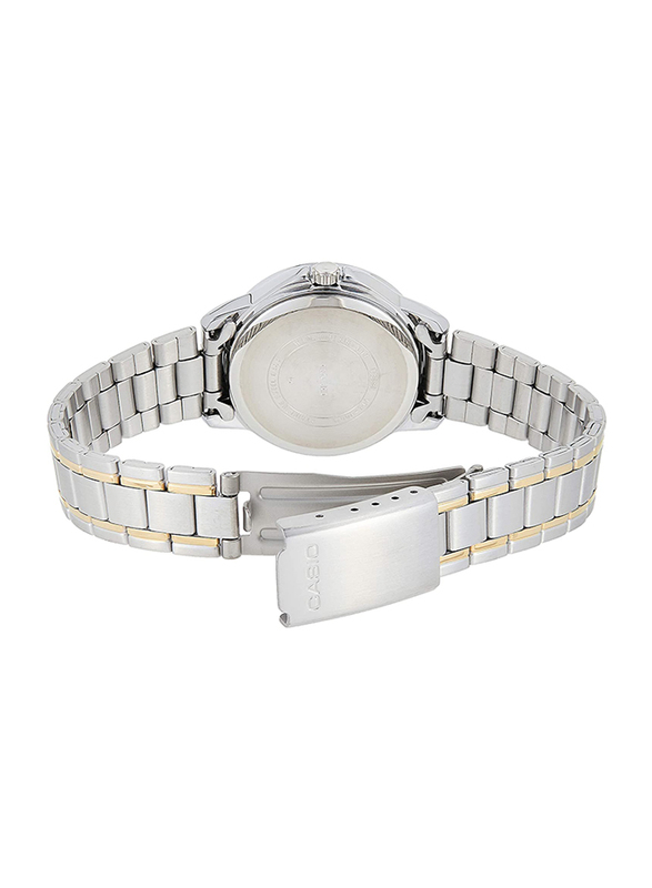 Casio Analog Quartz Watch for Women with Stainless Steel Band, Water Resistance, LTP-V004SG-9AUDF, Silver-White